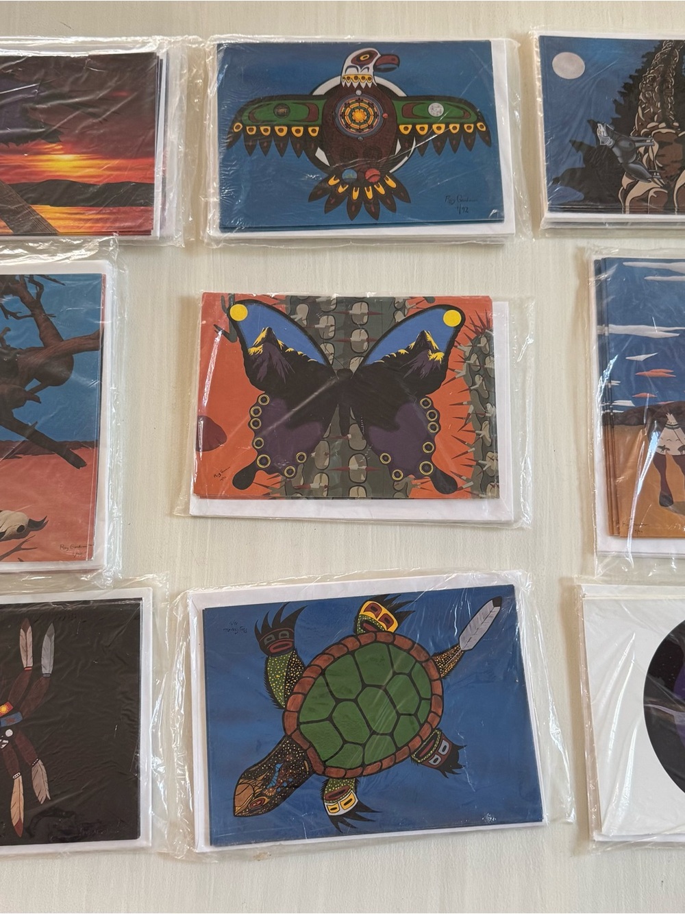 Native-Inspired Turtle Art Card - Blue & Green